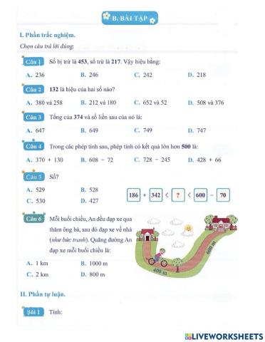 Toán 2 - Tuần 31 Bài tập