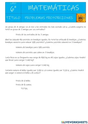 Problemas de propocionalidad