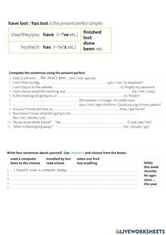 Present Perfect practice (English Grammar in Use, units 7-8)