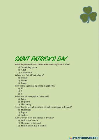Bet you didn't know Saint Patrick's Day