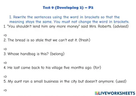 Test 9 (Developing 2) - Part 2