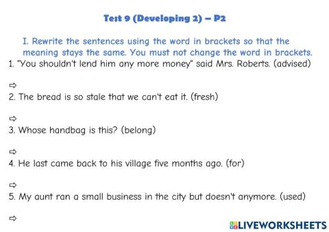 Test 9 (Developing 2) - Part 2