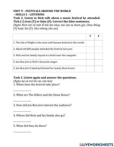 English 7 - unit 9 skills 2