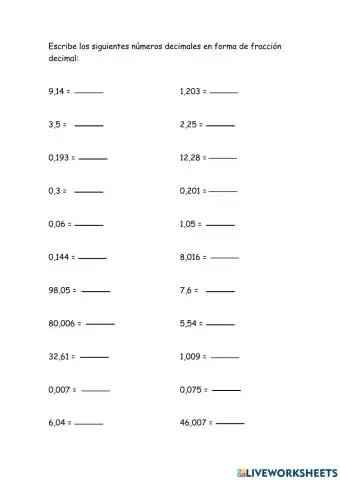 Fracciones decimales