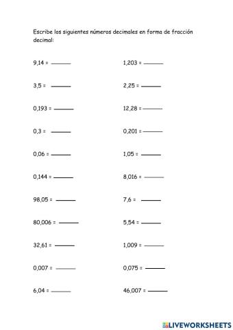 Fracciones decimales