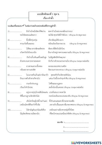 แบบฝึกทักษะที่ 1 ชุด ข. เรื่อง คำซ้ำ 