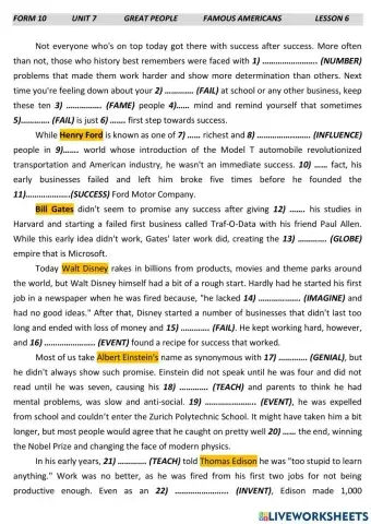 Great People Famous Americans Lesson 6