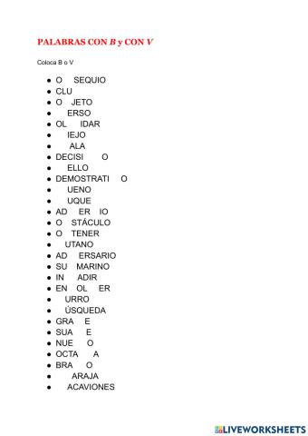 Palabras b-v