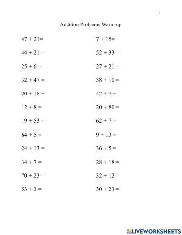 Addition worksheet
