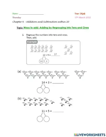Adding by regrouping into tens and ones