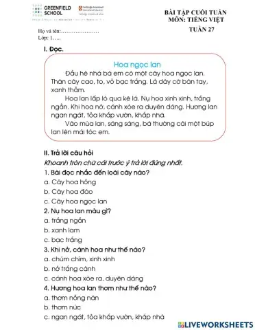 Bài tập cuối tuần 27