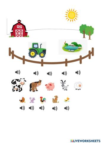 Prepositions of place - On the farm