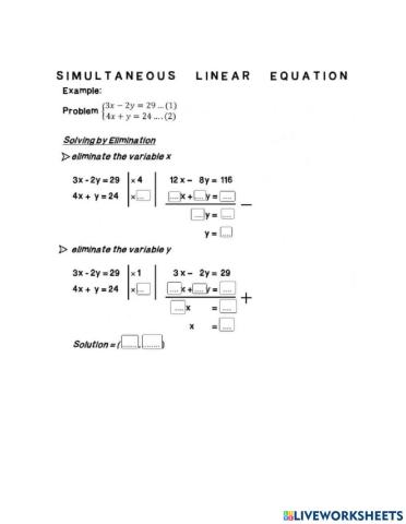Simultaneous Equation - Elimination