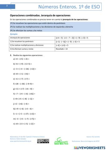 Operaciones combinadas enteros