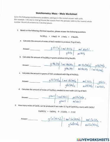 Mass - Mole Stoichiometry