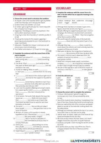 Ouctomes Advanced Unit 4