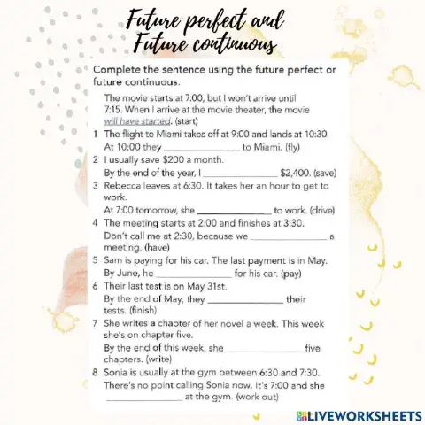 Future perfect and Future continuous