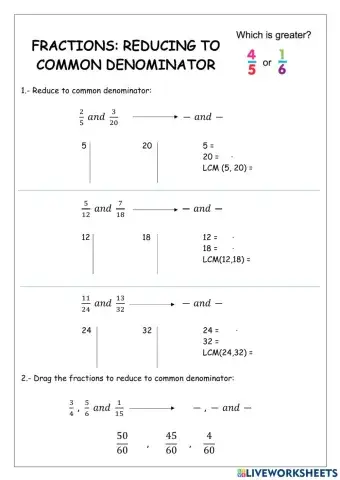 Fractions: Reducing to Common Denominator