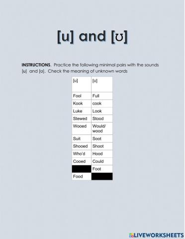 Tense and short u sounds