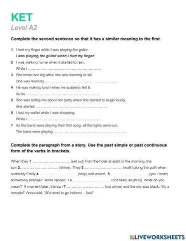 A2 KET Past Simple & Past Continuous