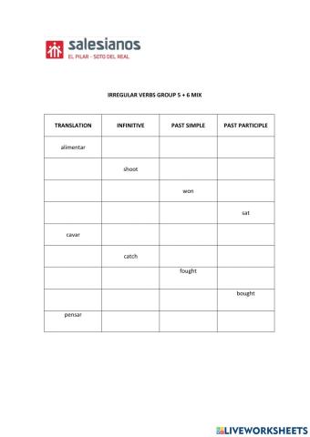 Irregular Verbs Group 5 + 6 MIX