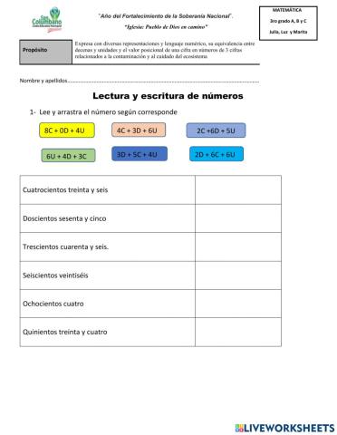Lectura y escritura de números