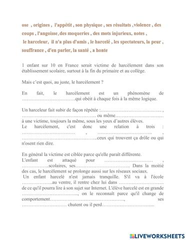 Harcelement scolaire