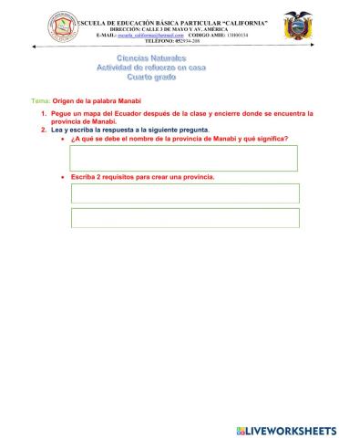 Origen de la provincia de Manabì