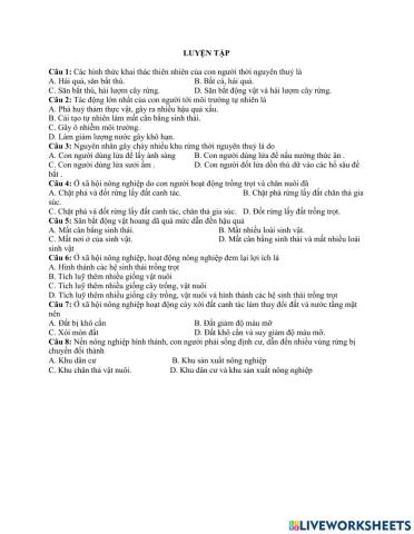 Luyện tập môi trường