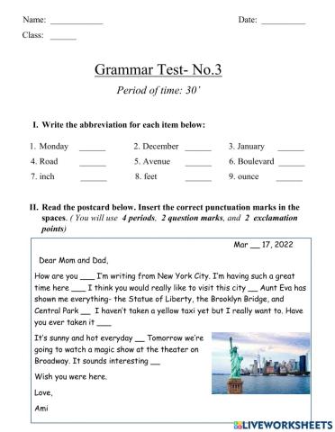 Grammar Test- No.3