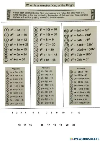 Factoring trinomials
