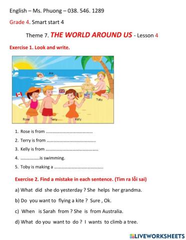 Theme 7 - the world - lesson 4