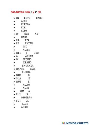 Palabras B - V