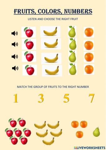 Fruits, Colors, Numbers