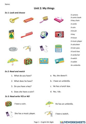 Review Unit 2 - Let's go 2