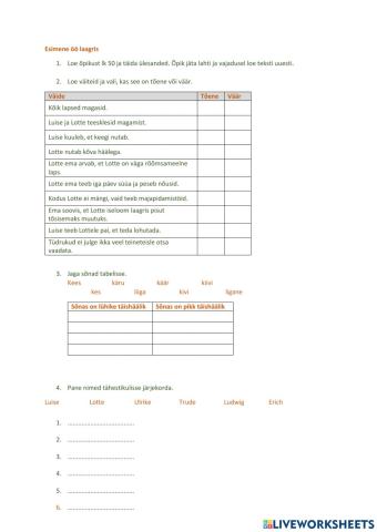 Veel üks Lotte, lugemisül (Avita 3. kl õpiku II osa lk 50)