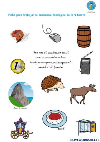 Ficha interactiva para trabajar conciencia fonológica del sonido “r” fuerte (El zurrón de las letras)