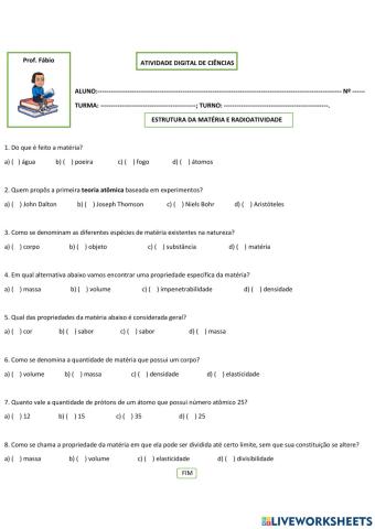 Estrutura da matéria e radioatividade