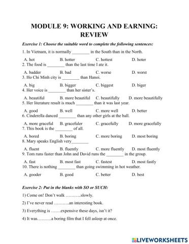 Module 9: Working and Earning