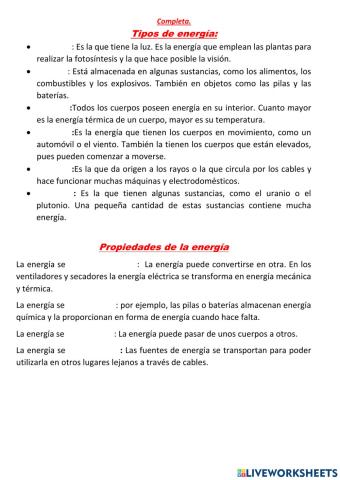 Propiedades de laenergía