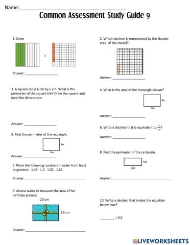 Decimal, Area & Perimeter Review