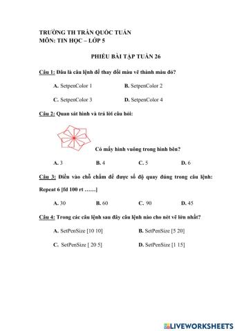 BT tin học lớp 5 - tuần 26
