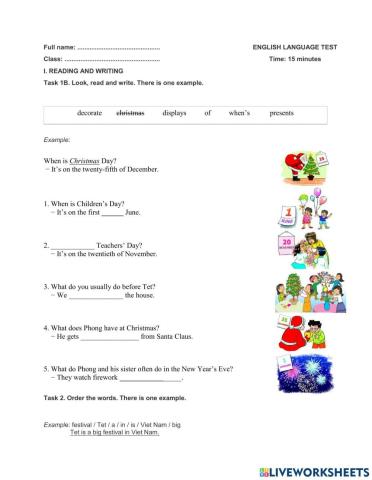 Lớp 4 Unit 15 When's Children's Day?