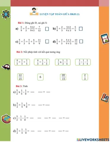 Ôn tập Toán giữa HKII