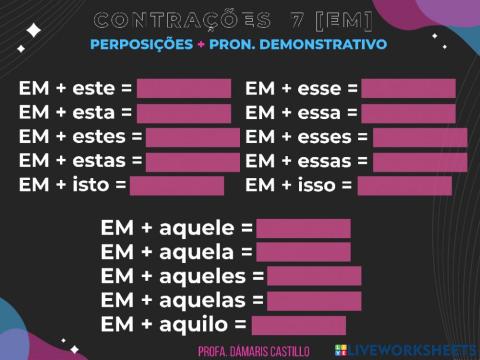 Contrações 7 PR. + PR. D. EM
