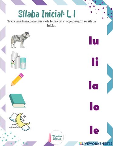 Pareo de Sílabas: Letra L