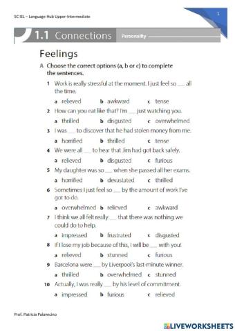 5C-LHUI Unit 1.1 Vocabulary Feellings