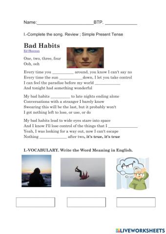 Bad habits song