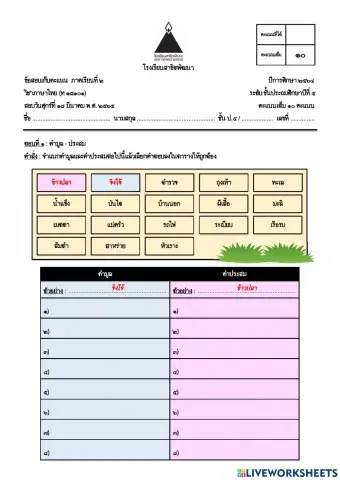 ข้อสอบหลักภาษาไทย