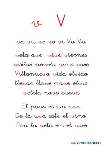 Silabas va ve vi vo vu